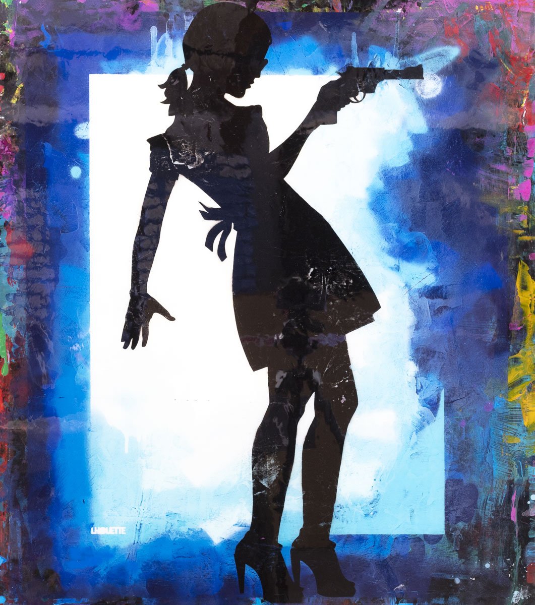 Little Miss Sunshine XL Mixer - Signal Blue Lhouette Framed
