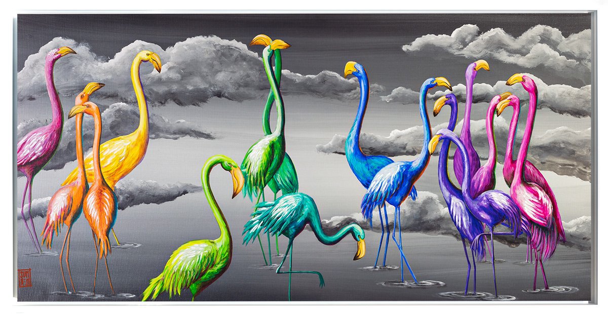 Birds of Paradise - Edition Michael Summers Artist Proof - Matte White Tray Frame