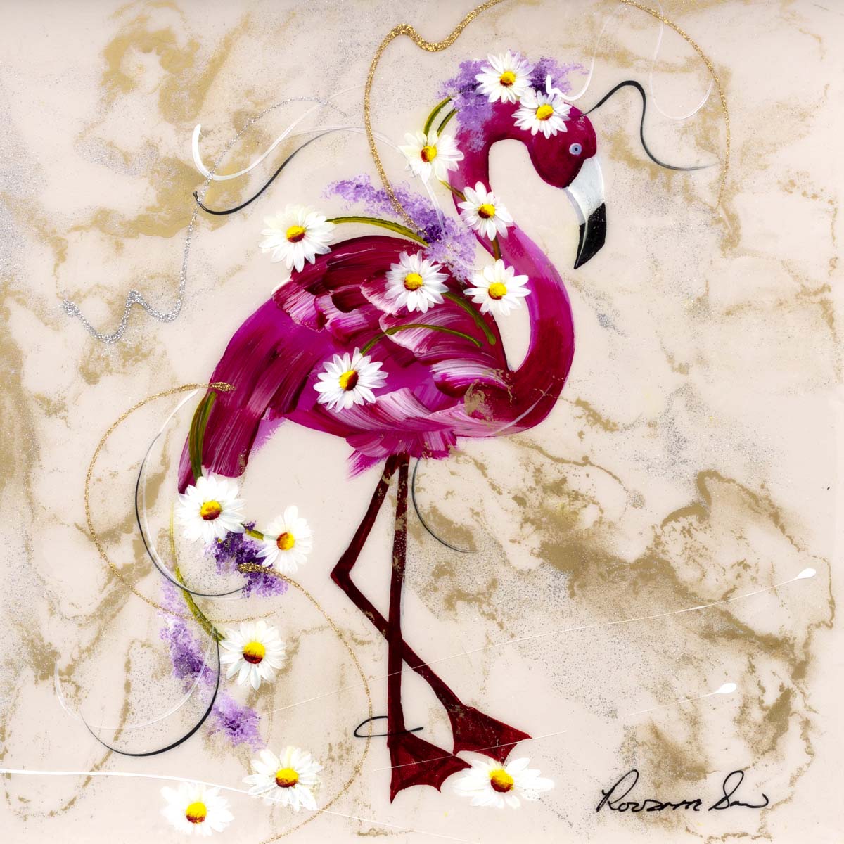 Let&#39;s Flamingo - Original Rozanne Bell Original