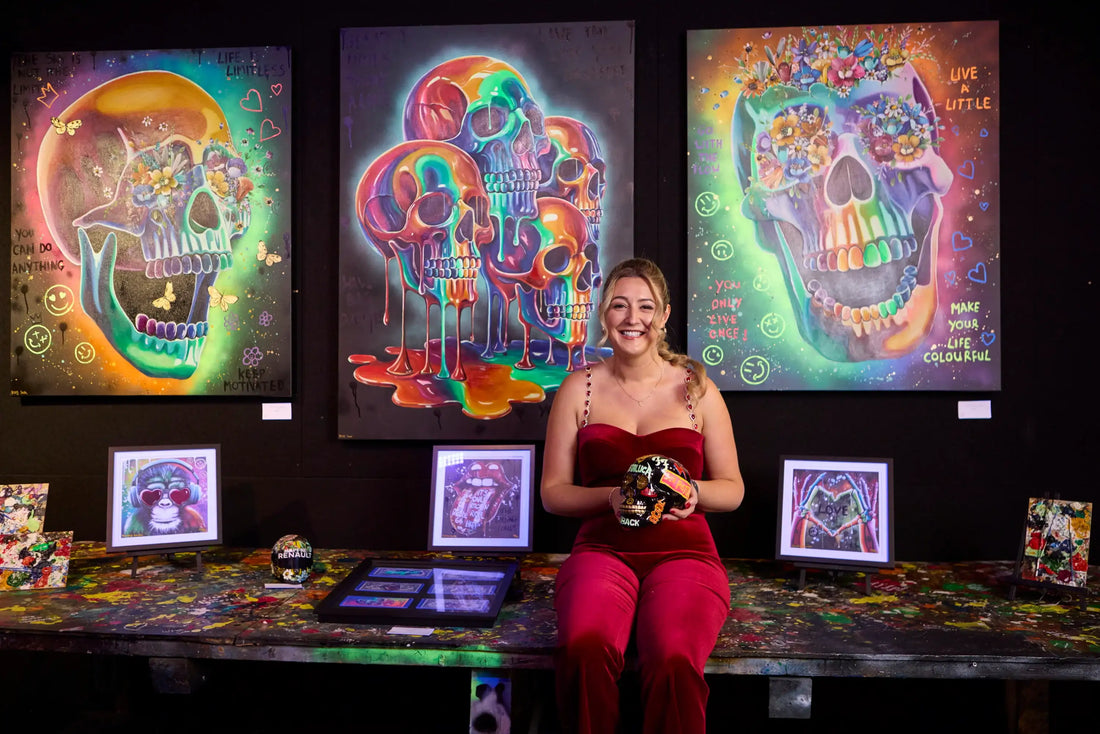 Becky Smith with some of the new artworks in her Adrenaline Collection.