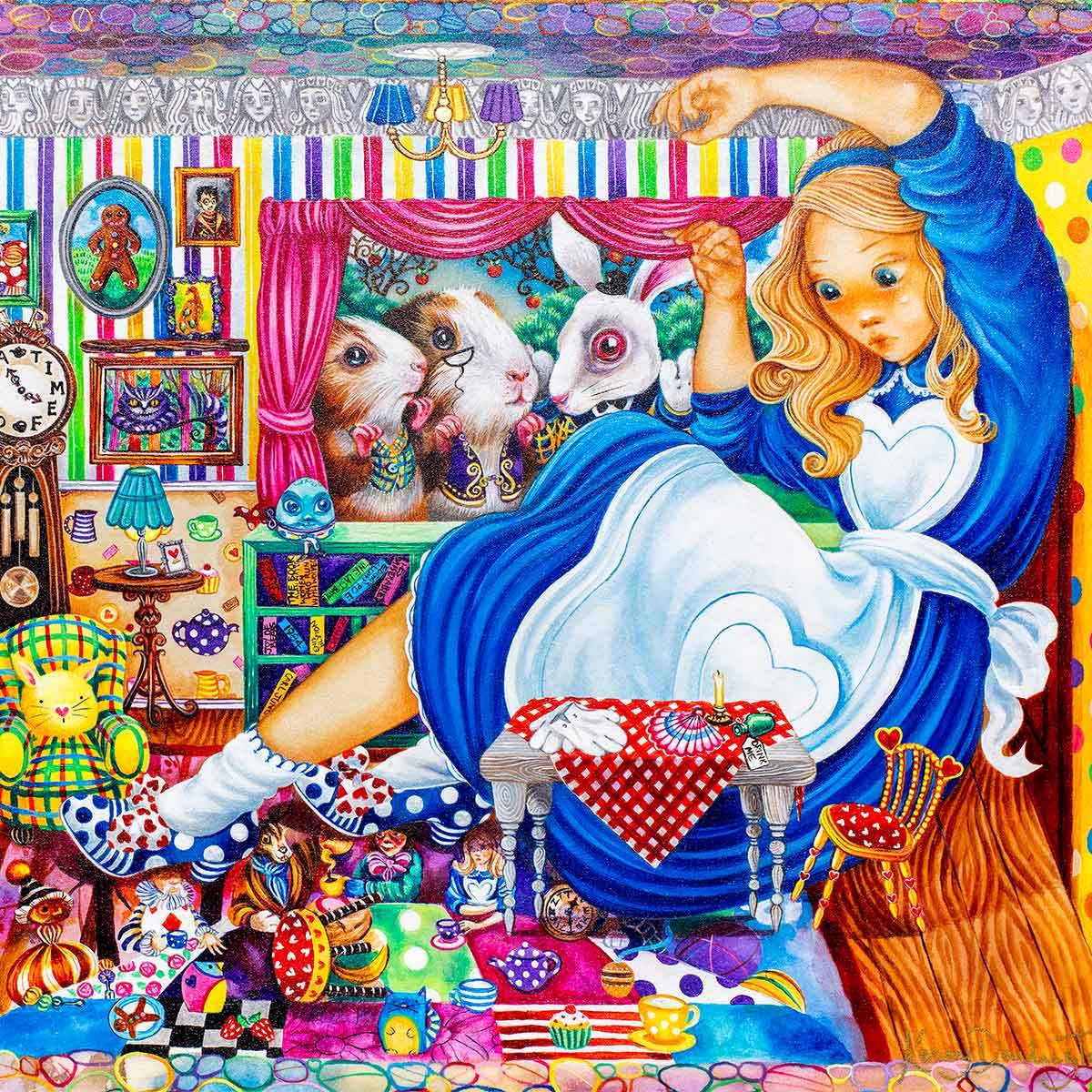 Alice in William Rabbits House - Original by artist Kerry Darlington - Wyecliffe Galleries