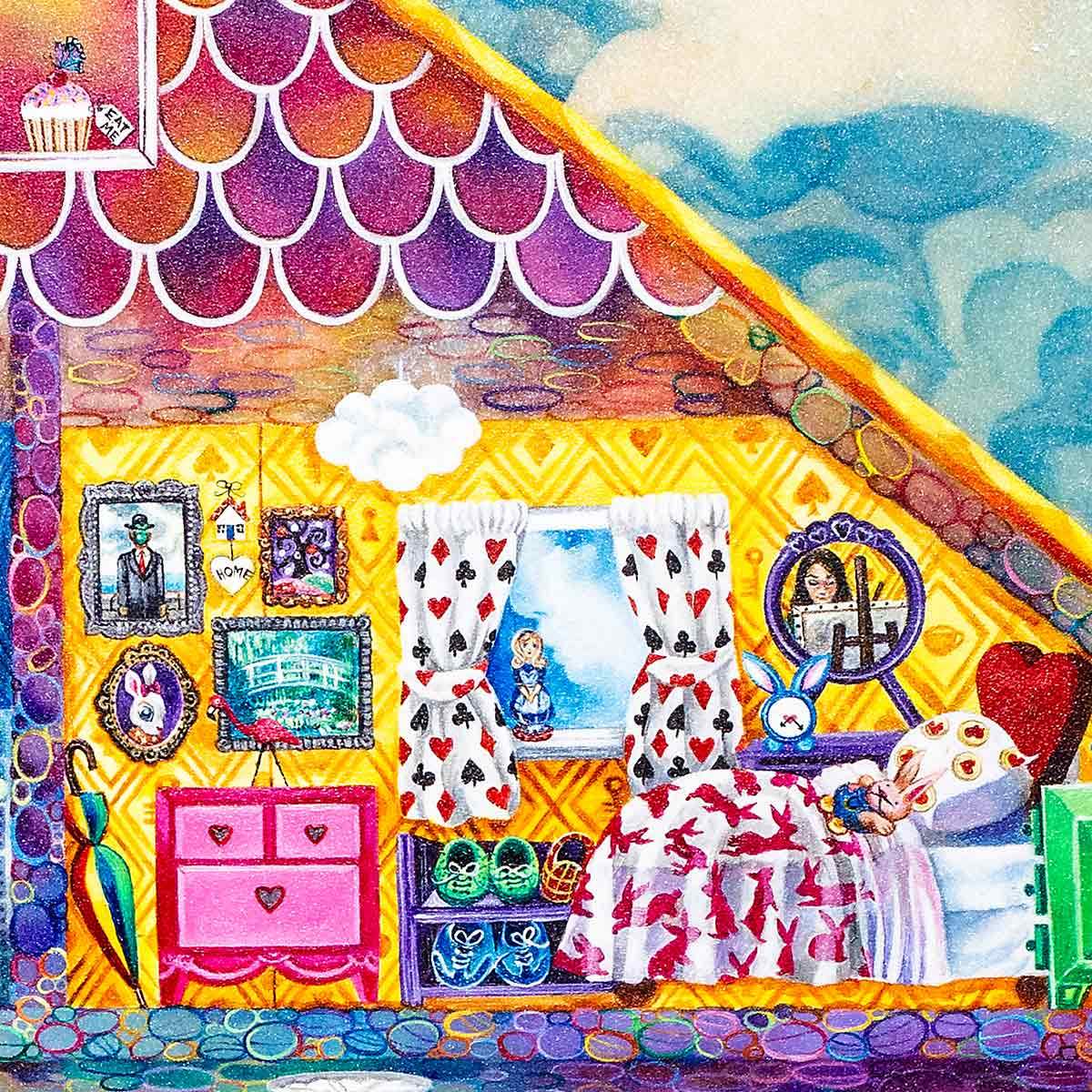 Alice in William Rabbits House - Original by artist Kerry Darlington - Wyecliffe Galleries