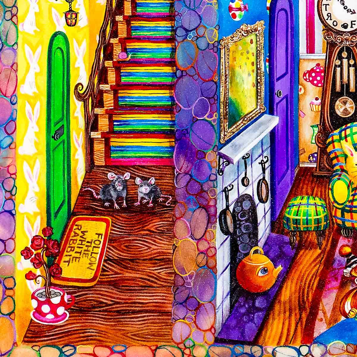 Alice in William Rabbits House - Original by artist Kerry Darlington - Wyecliffe Galleries