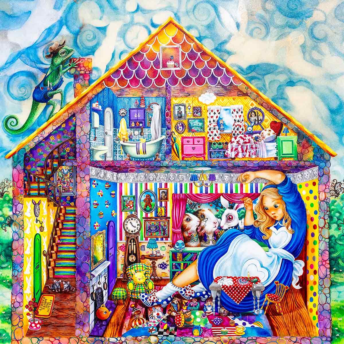Alice in William Rabbits House - Original by artist Kerry Darlington - Wyecliffe Galleries