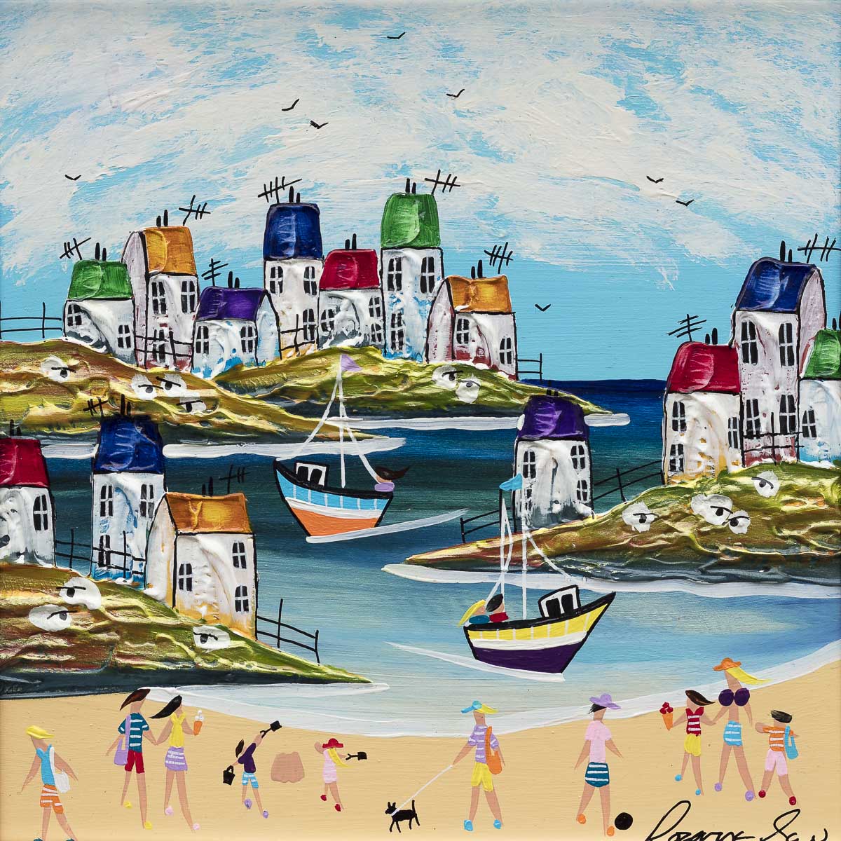 Boats In The Bright Bay - Original