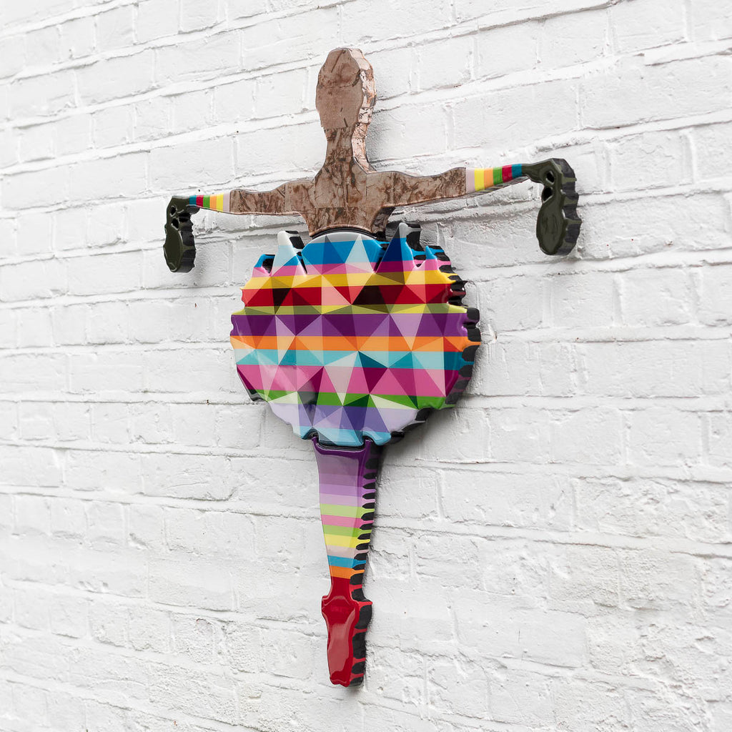 Drop The Bomb - Geo Striped - Miniature Wall Sculpture - Original