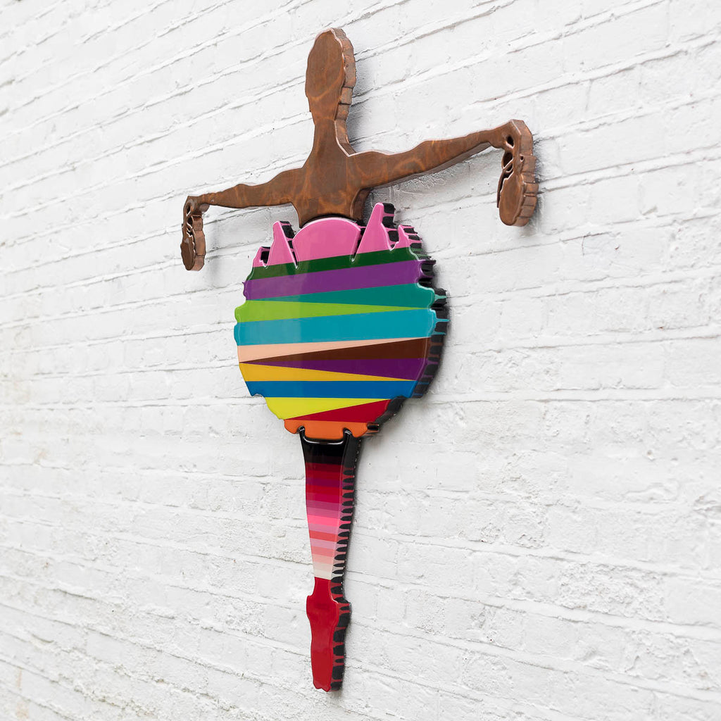 Drop The Bomb - Striped - Medium Wall Sculpture - Original