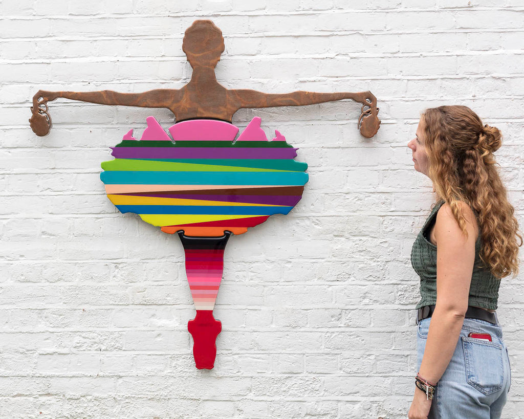 Drop The Bomb - Striped - Medium Wall Sculpture - Original