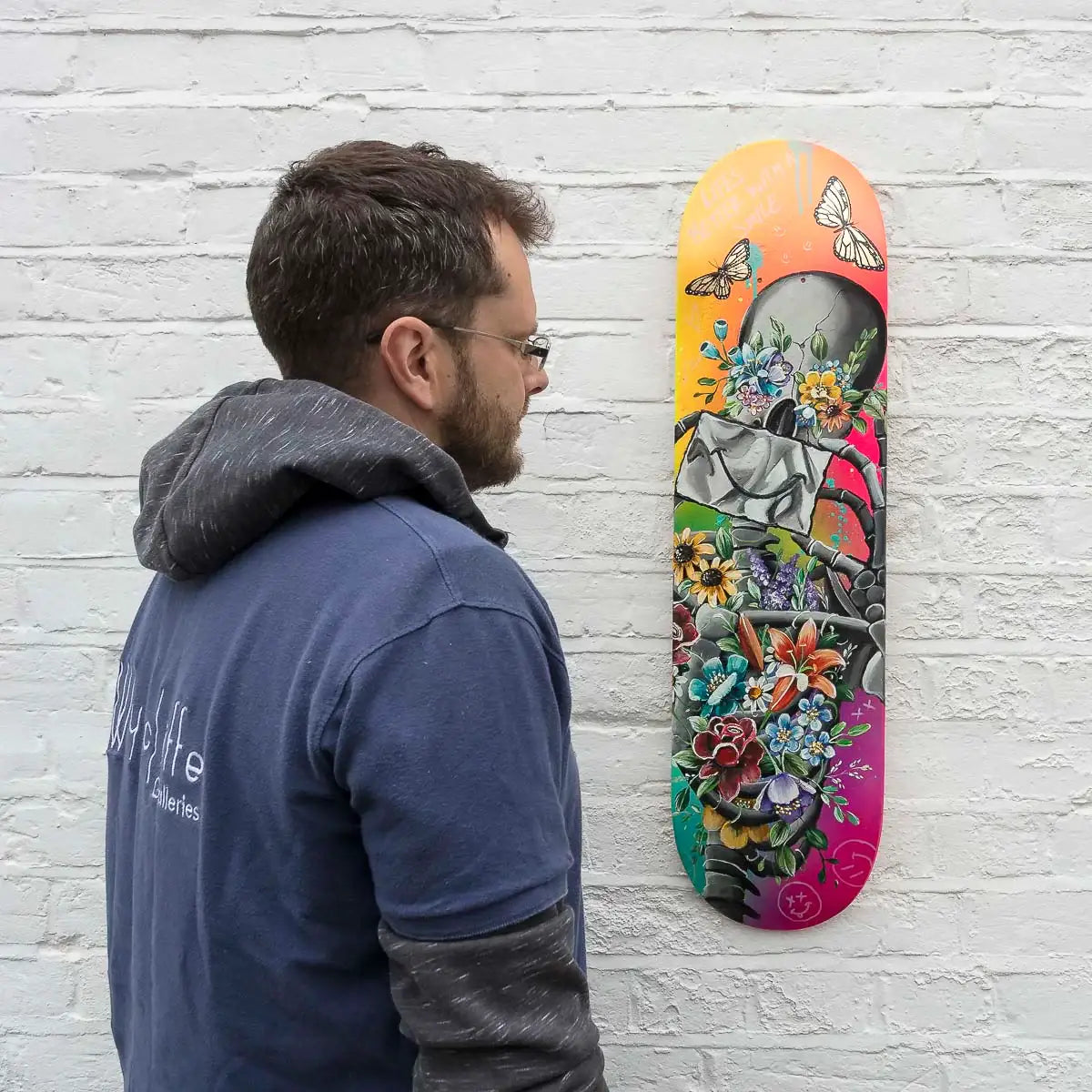 Life’s Better With A Smile – Original Skate Deck - SOLD by artist Becky Smith - Wyecliffe Galleries
