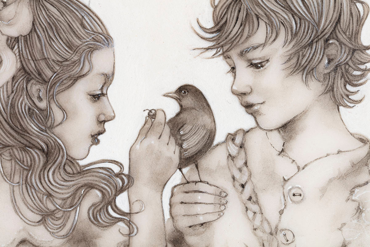 Peter Pan Wendy Darling original artwork Neverland scene