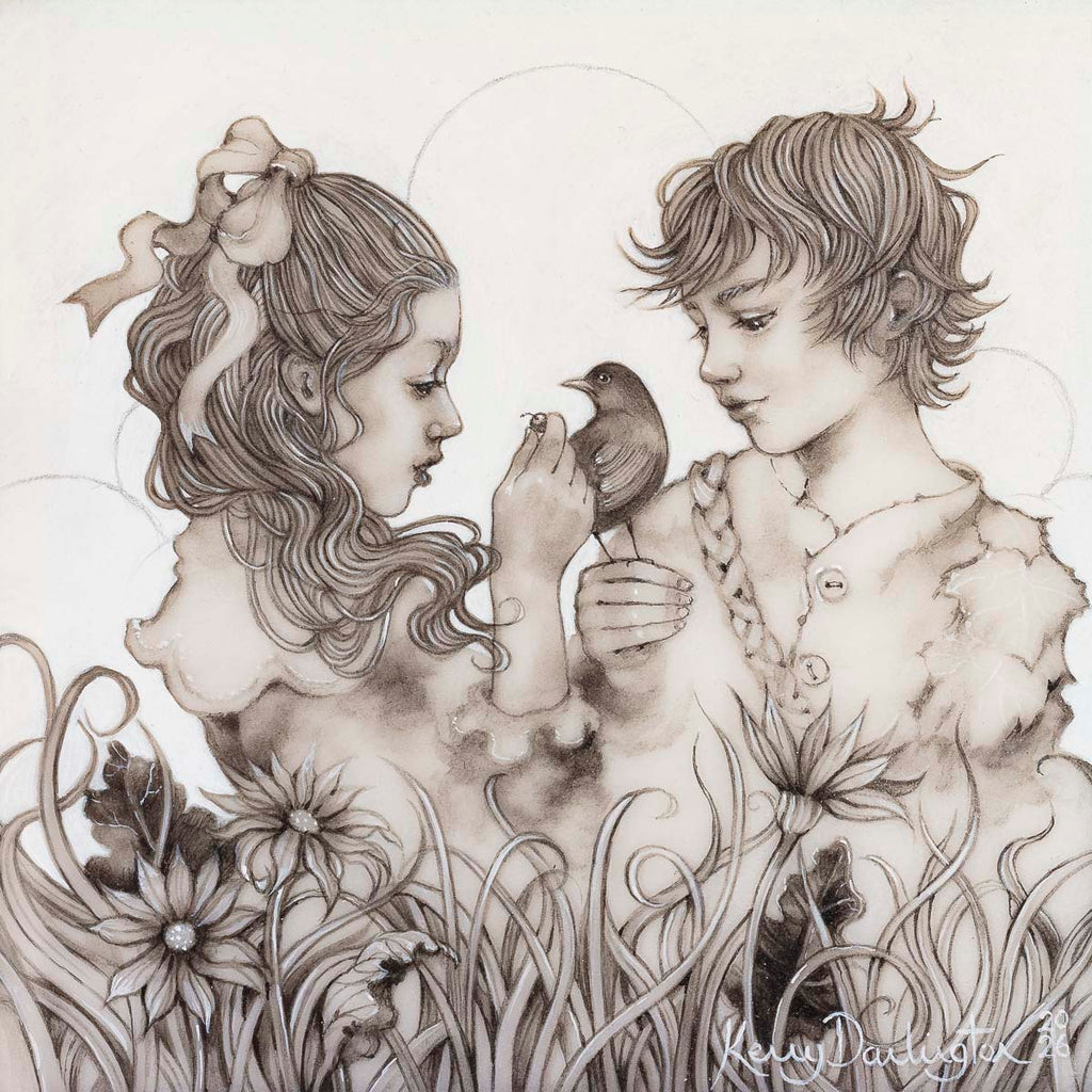 Kerry Darlington original Peter and Wendy Neverland painting
