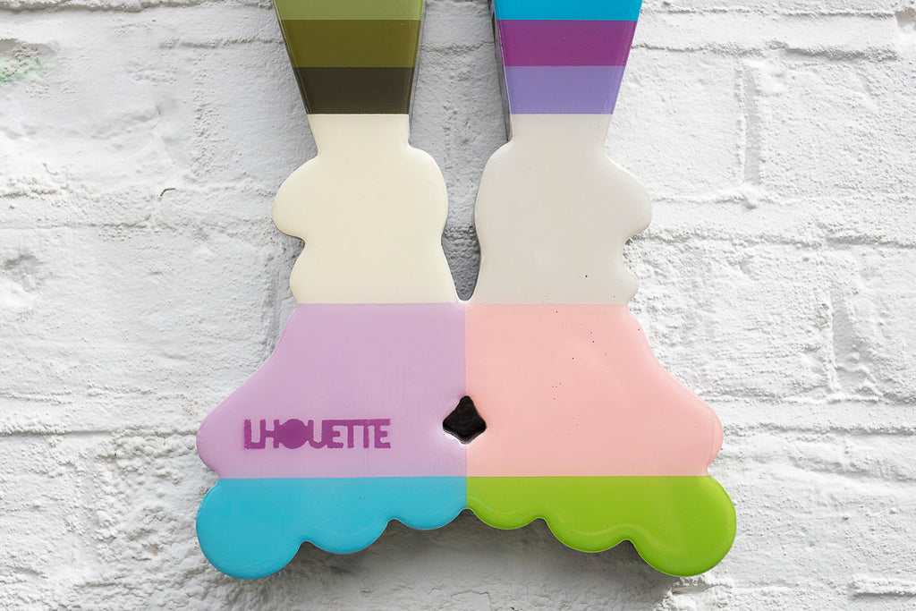 Rabbit Run - Geo Striped - Medium Wall Sculpture - Original