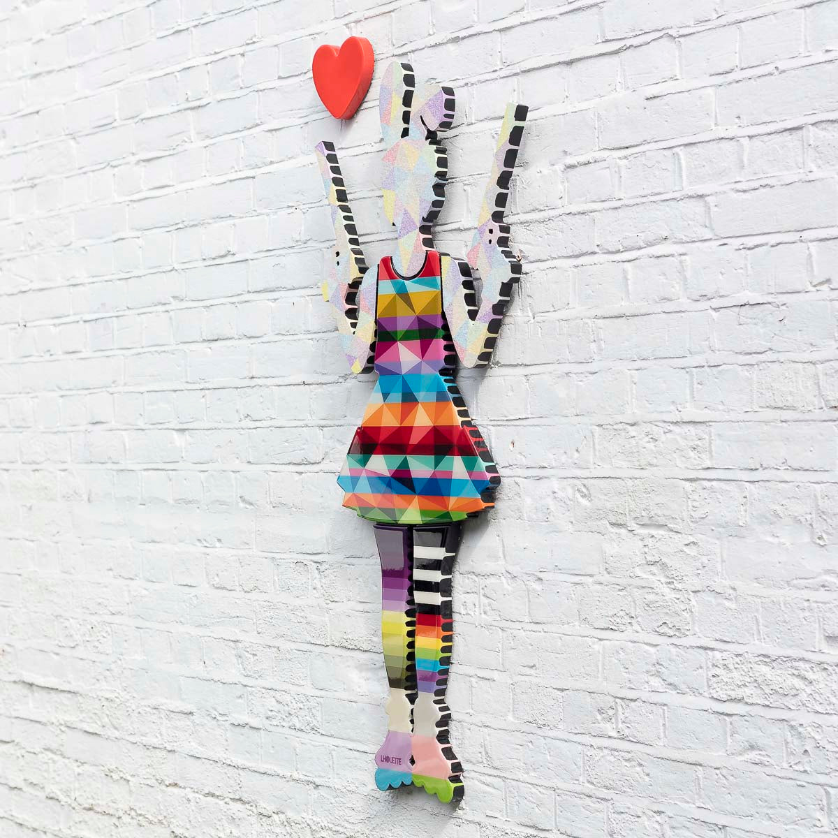 Rabbit Run - Geo Striped - Medium Wall Sculpture - Original