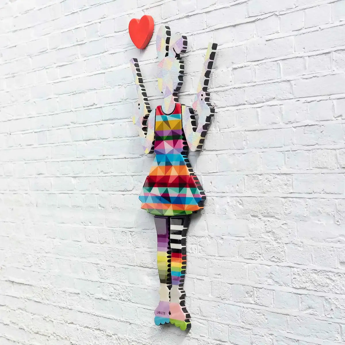Rabbit Run - Geo Striped - Medium Wall Sculpture - Original