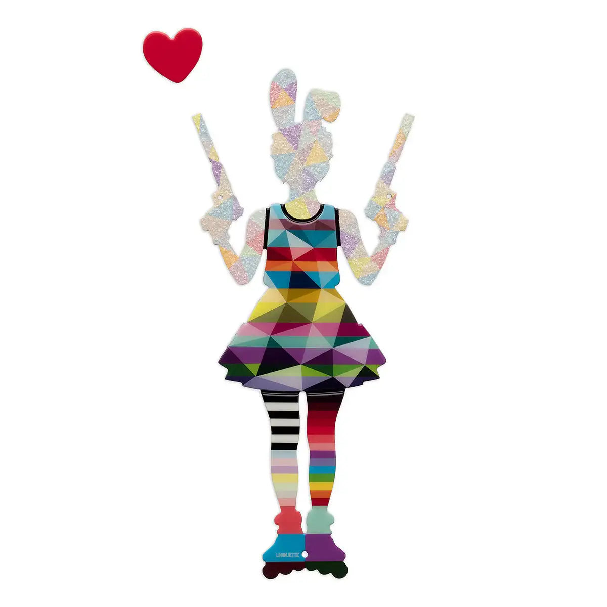 Rabbit Run - Miniature Wall Sculpture (Geo Striped/Confetti) - Original - SOLD