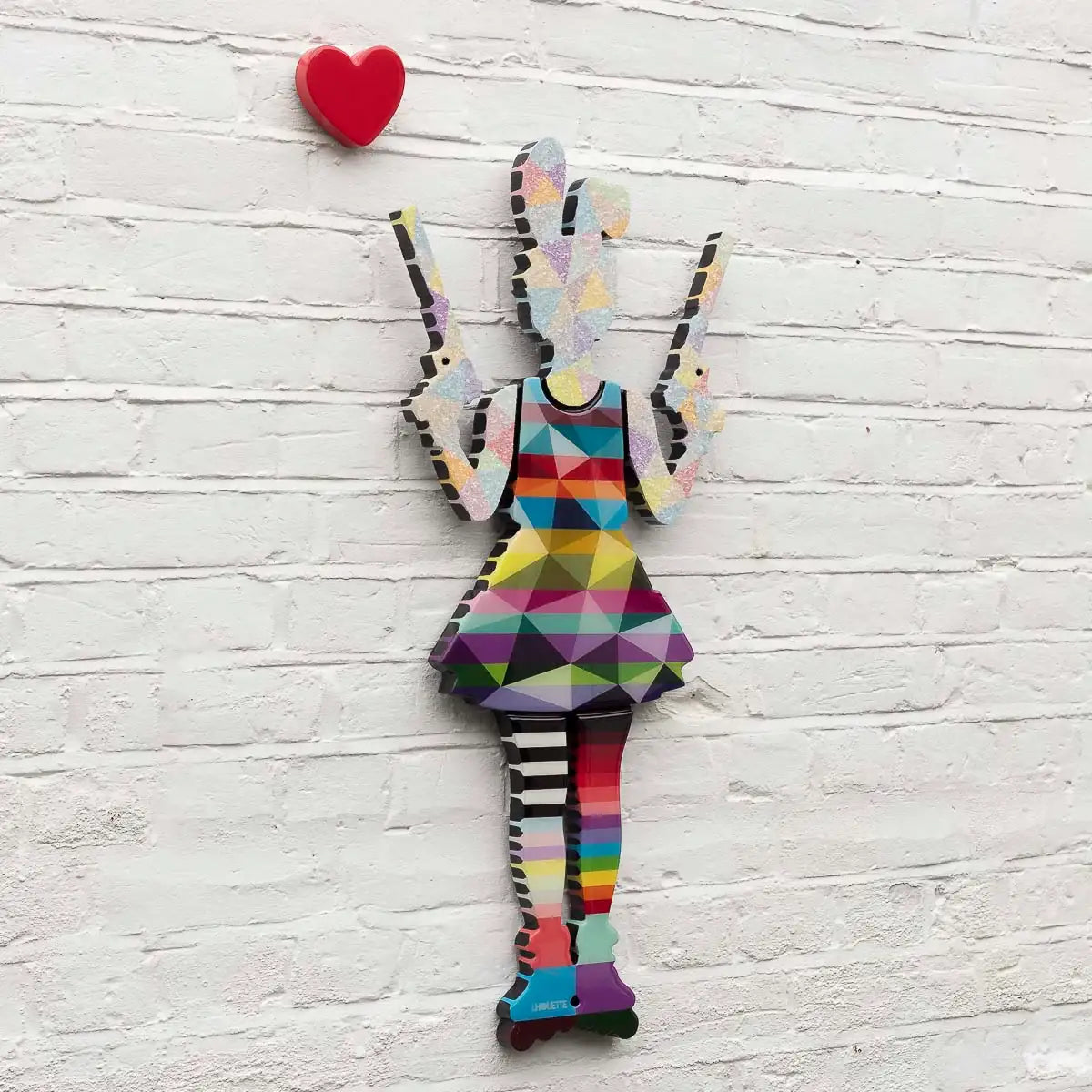Rabbit Run - Miniature Wall Sculpture (Geo Striped/Confetti) - Original - SOLD