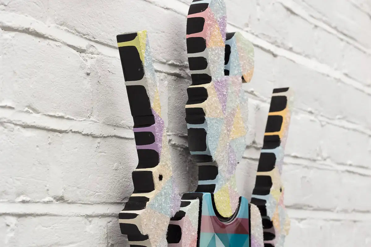 Rabbit Run - Miniature Wall Sculpture (Geo Striped/Confetti) - Original - SOLD