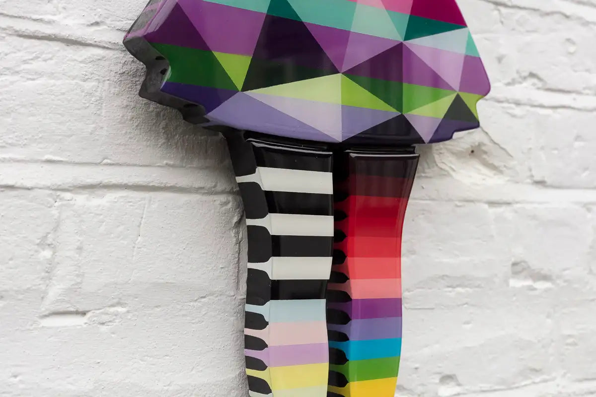 Rabbit Run - Miniature Wall Sculpture (Geo Striped/Confetti) - Original - SOLD