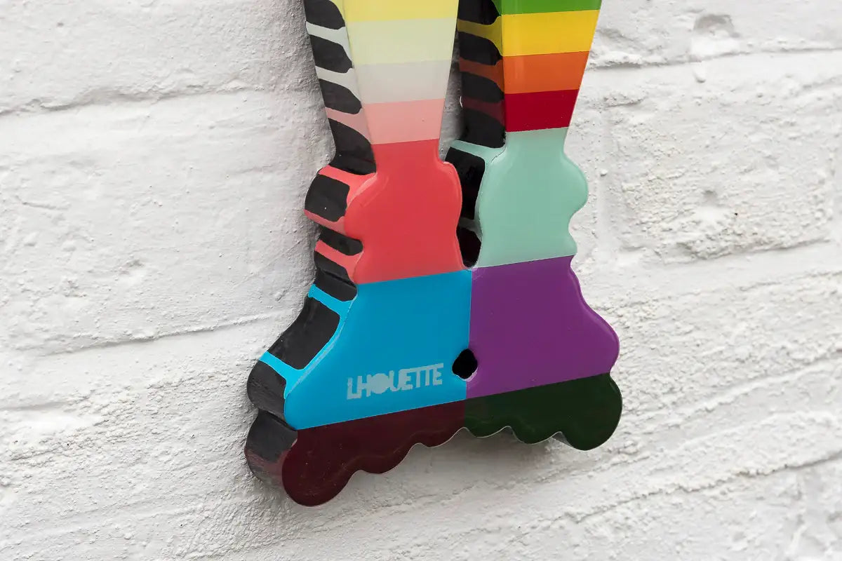 Rabbit Run - Miniature Wall Sculpture (Geo Striped/Confetti) - Original - SOLD