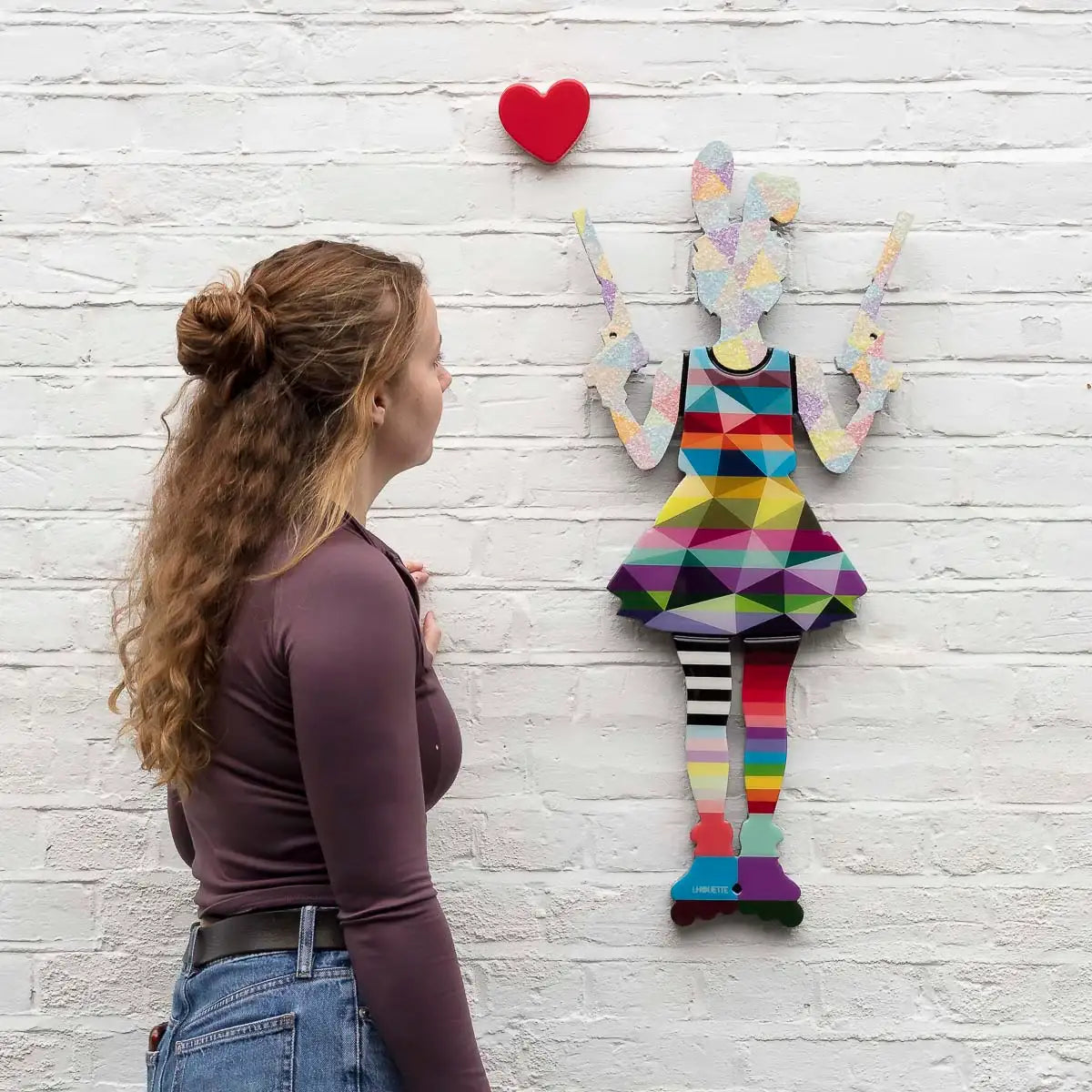 Rabbit Run - Miniature Wall Sculpture (Geo Striped/Confetti) - Original - SOLD