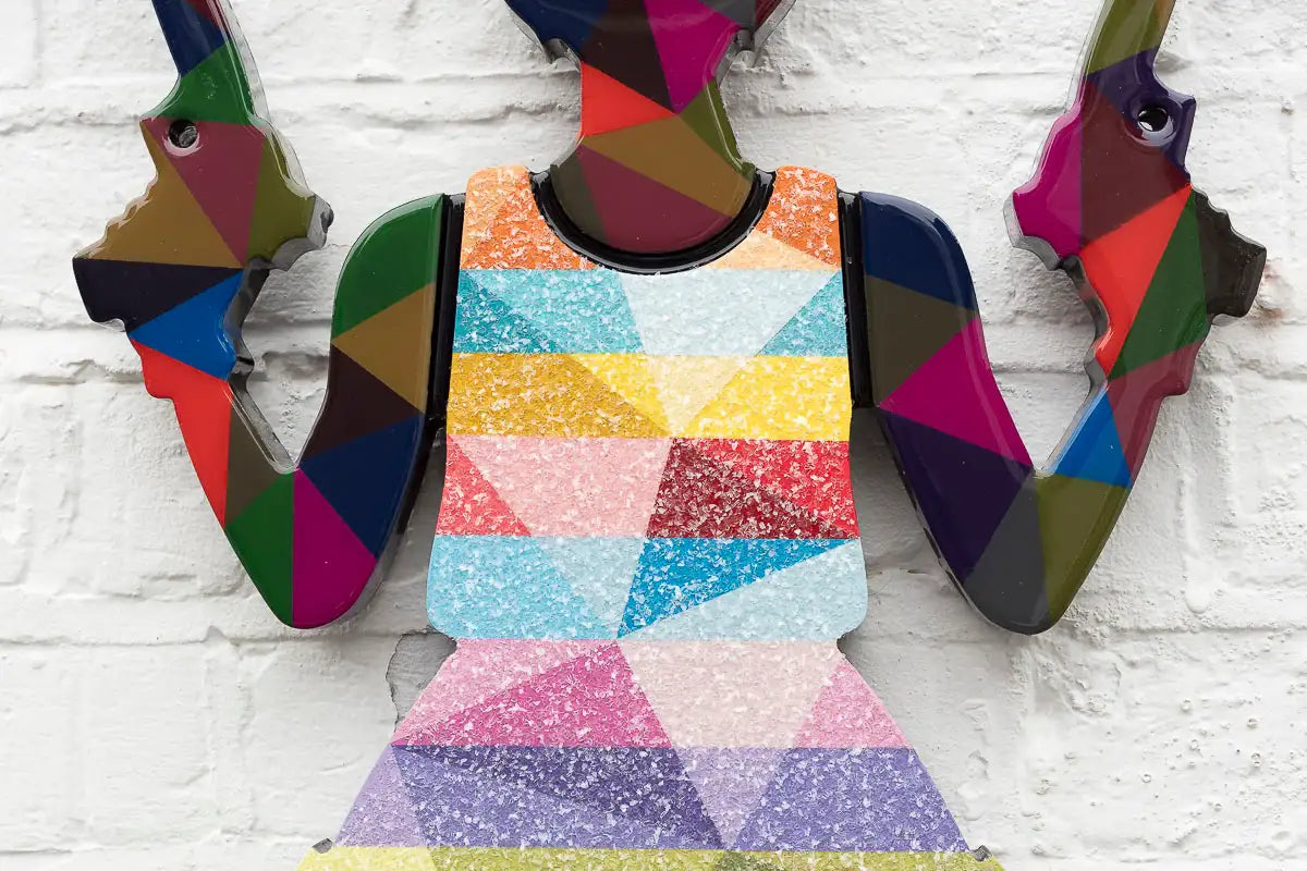Rabbit Run - Geo Striped Confetti - Miniature Wall Sculpture - Original - SOLD