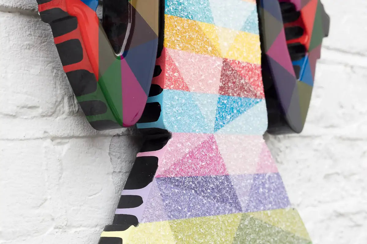 Rabbit Run - Geo Striped Confetti - Miniature Wall Sculpture - Original - SOLD