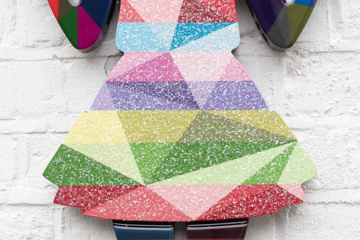 Rabbit Run - Geo Striped Confetti - Miniature Wall Sculpture - Original - SOLD