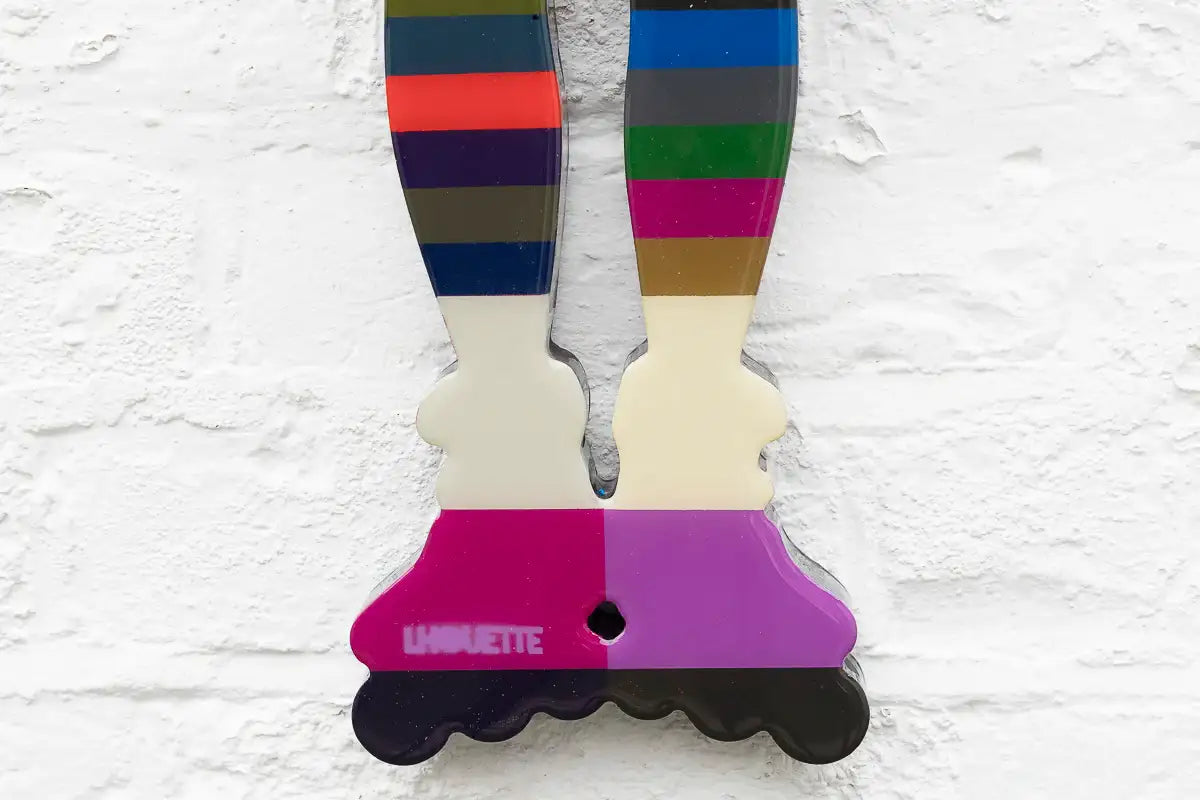 Rabbit Run - Geo Striped Confetti - Miniature Wall Sculpture - Original - SOLD