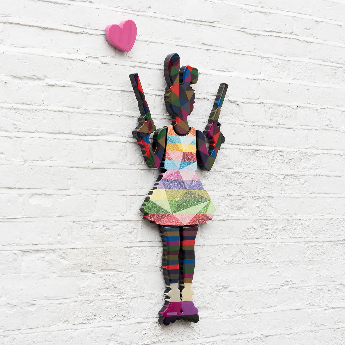 Rabbit Run - Geo Striped Confetti - Miniature Wall Sculpture - Original