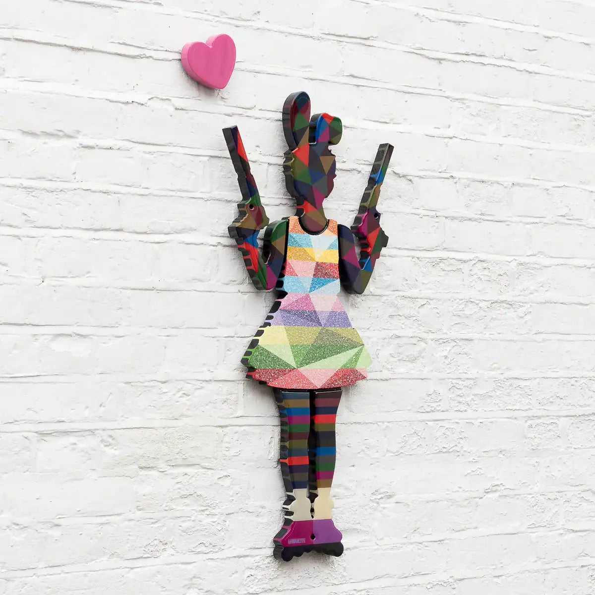 Rabbit Run - Geo Striped Confetti - Miniature Wall Sculpture - Original - SOLD
