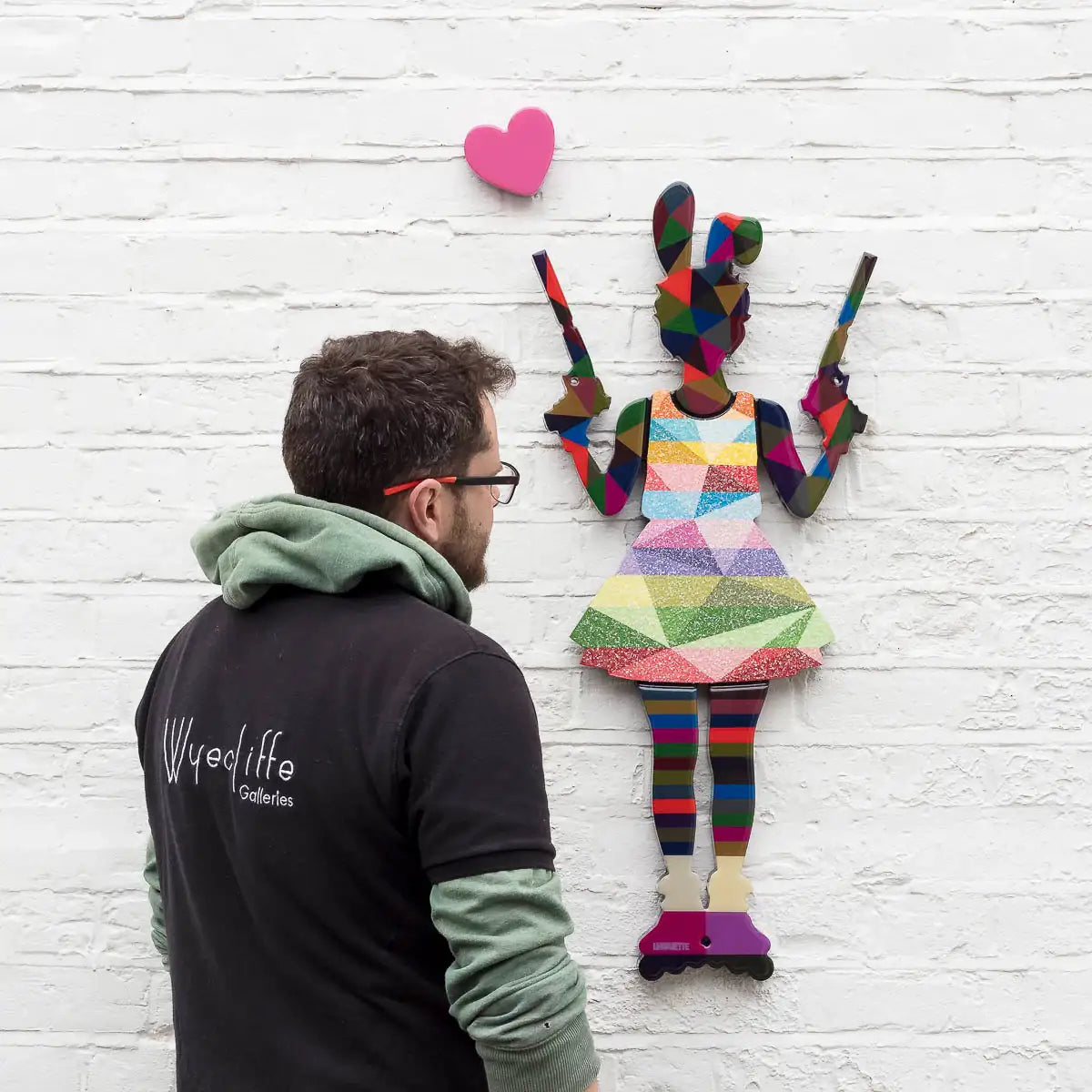 Rabbit Run - Geo Striped Confetti - Miniature Wall Sculpture - Original - SOLD