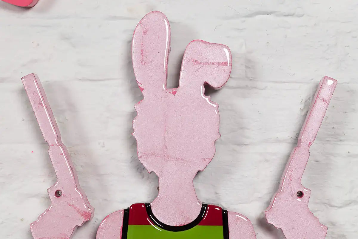 Rabbit Run - Miniature Wall Sculpture (Striped) - Original - SOLD