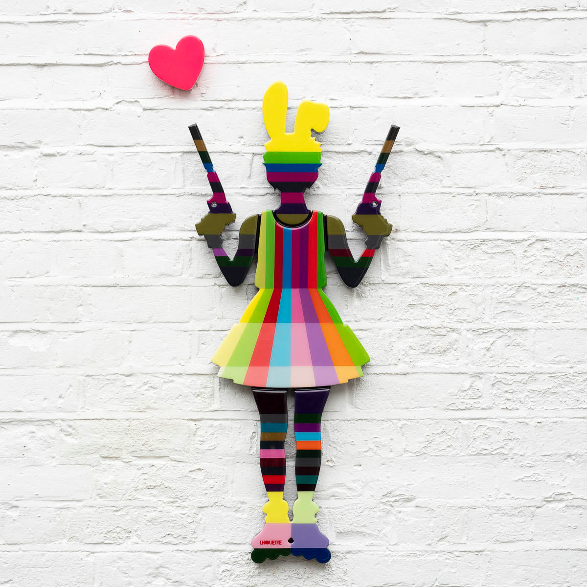 Rabbit Run - Vertical Striped - Miniature Wall Sculpture - Original