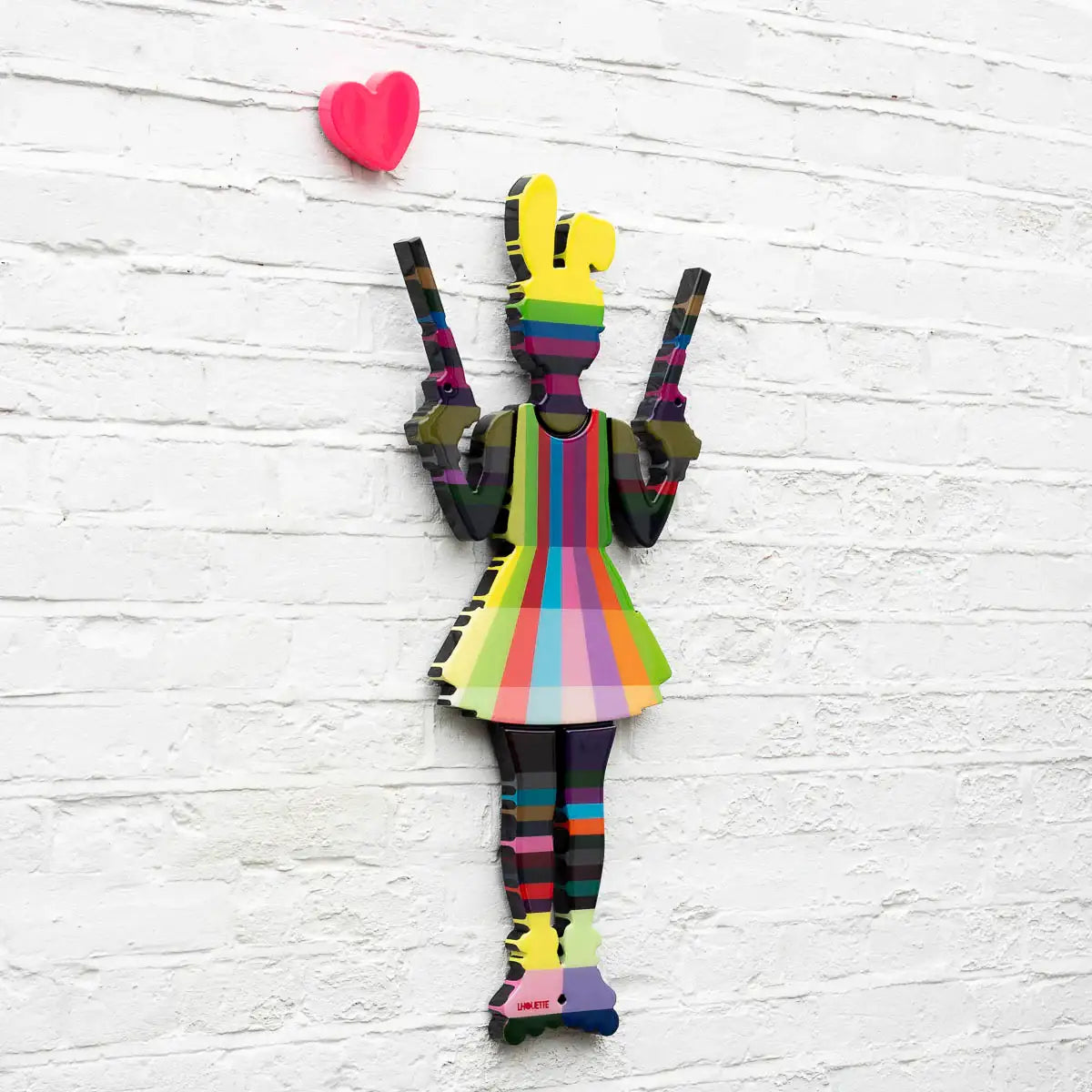 Rabbit Run - Vertical Striped - Miniature Wall Sculpture - Original - SOLD