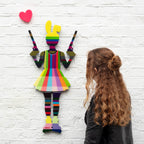 Rabbit Run - Vertical Striped - Miniature Wall Sculpture - Original