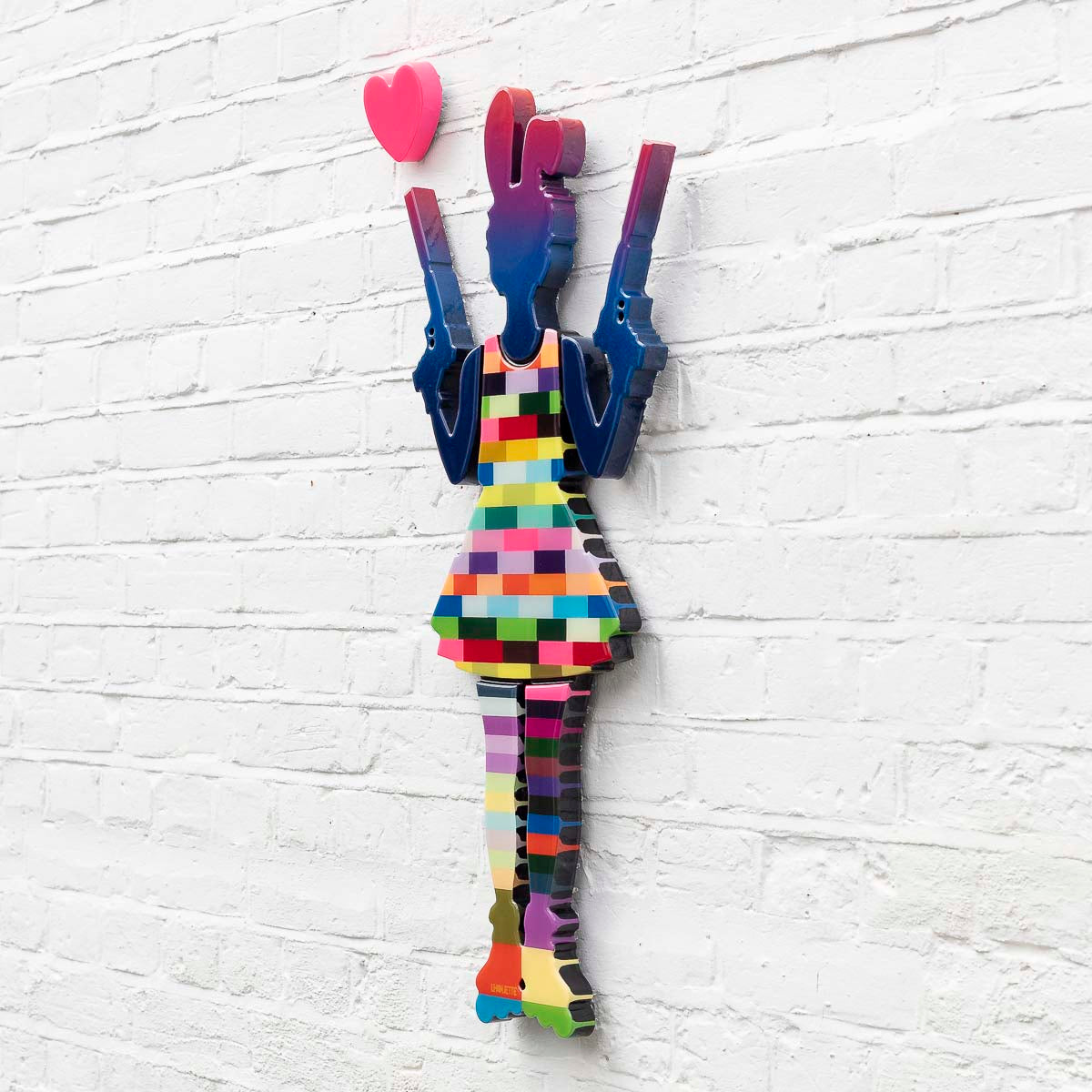 Rabbit Run - (Brick Effect & Gradient) - Miniature Wall Sculpture - Original