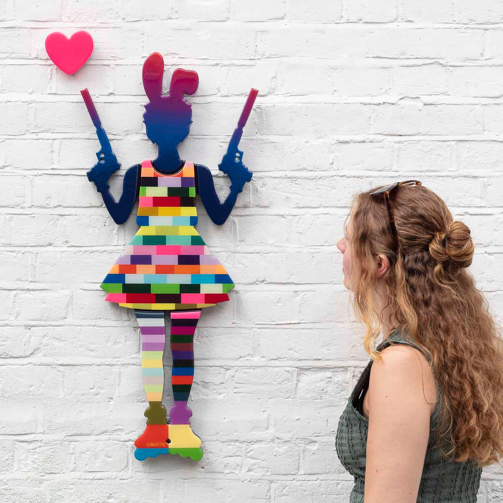 Rabbit Run - (Brick Effect & Gradient) - Miniature Wall Sculpture - Original