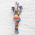 Rabbit Run (Floral) - Scratchback - Miniature Wall Sculpture - Original