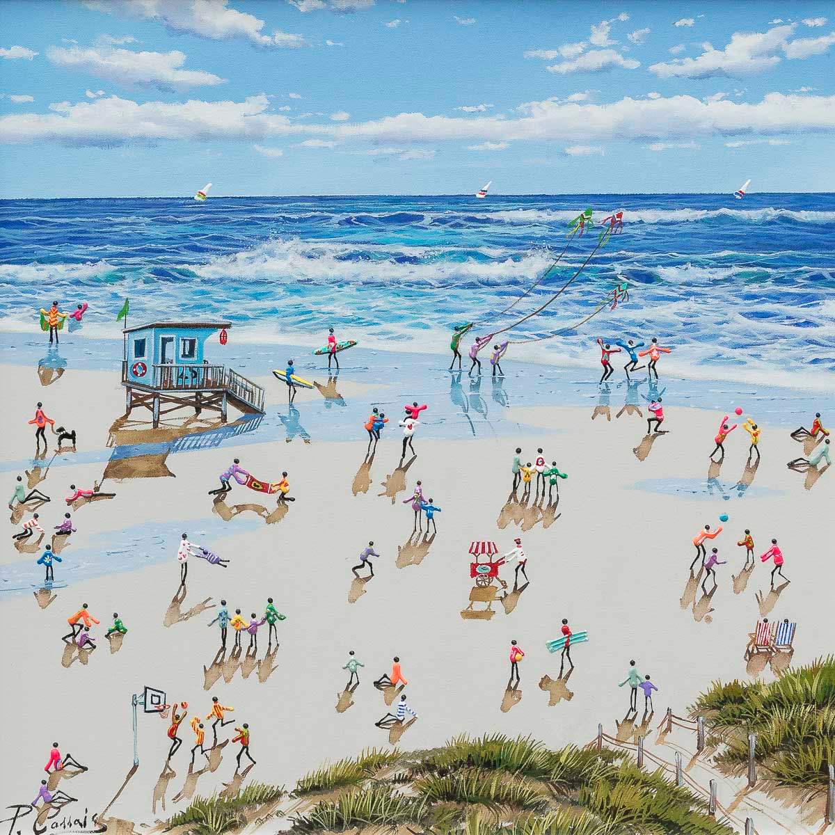 Sunny Days And Ocean Waves - Original by artist Paola Cassais - Wyecliffe Galleries