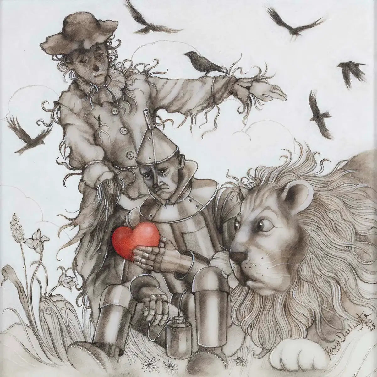 The Scarecrow, The Tin-Man And The Cowardly Lion - Original - SOLD by artist Kerry Darlington - Wyecliffe Galleries