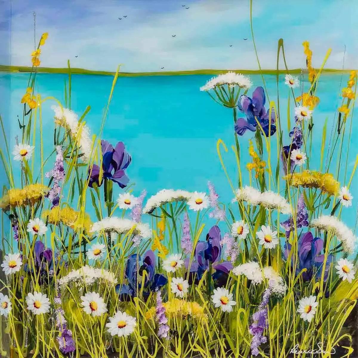 Wildflowers Dancing On The Edge Of The Sea - Original