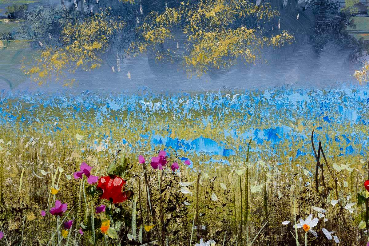 Fields of Blue - Original - SOLD by artist Allan Morgan - Wyecliffe Galleries