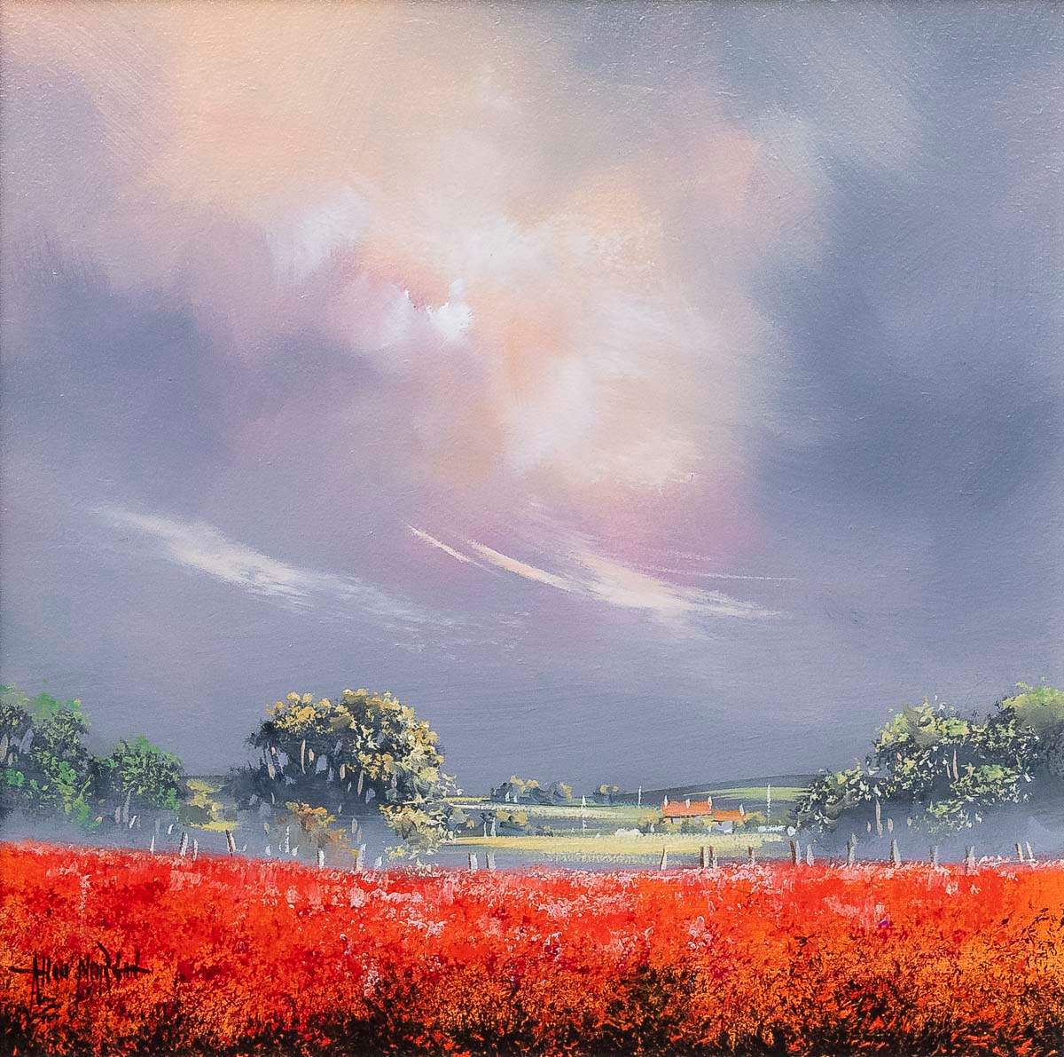 Fields of Red - Original by artist Allan Morgan - Wyecliffe Galleries