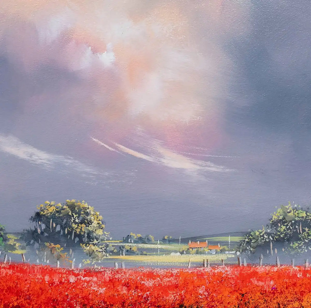 Fields of Red - Original by artist Allan Morgan - Wyecliffe Galleries