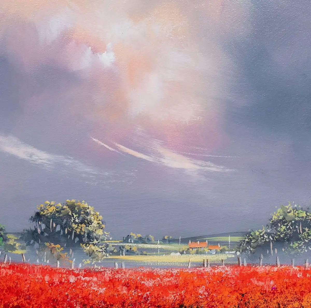 Fields of Red - Original by artist Allan Morgan - Wyecliffe Galleries