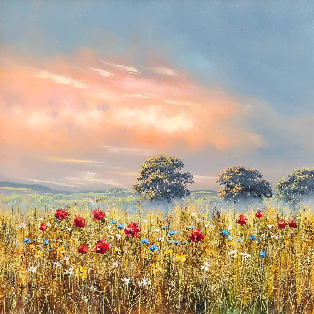 Floral Fields - Original - SOLD by artist Allan Morgan - Wyecliffe Galleries