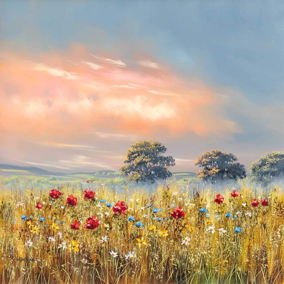 Floral Fields - Original - SOLD by artist Allan Morgan - Wyecliffe Galleries