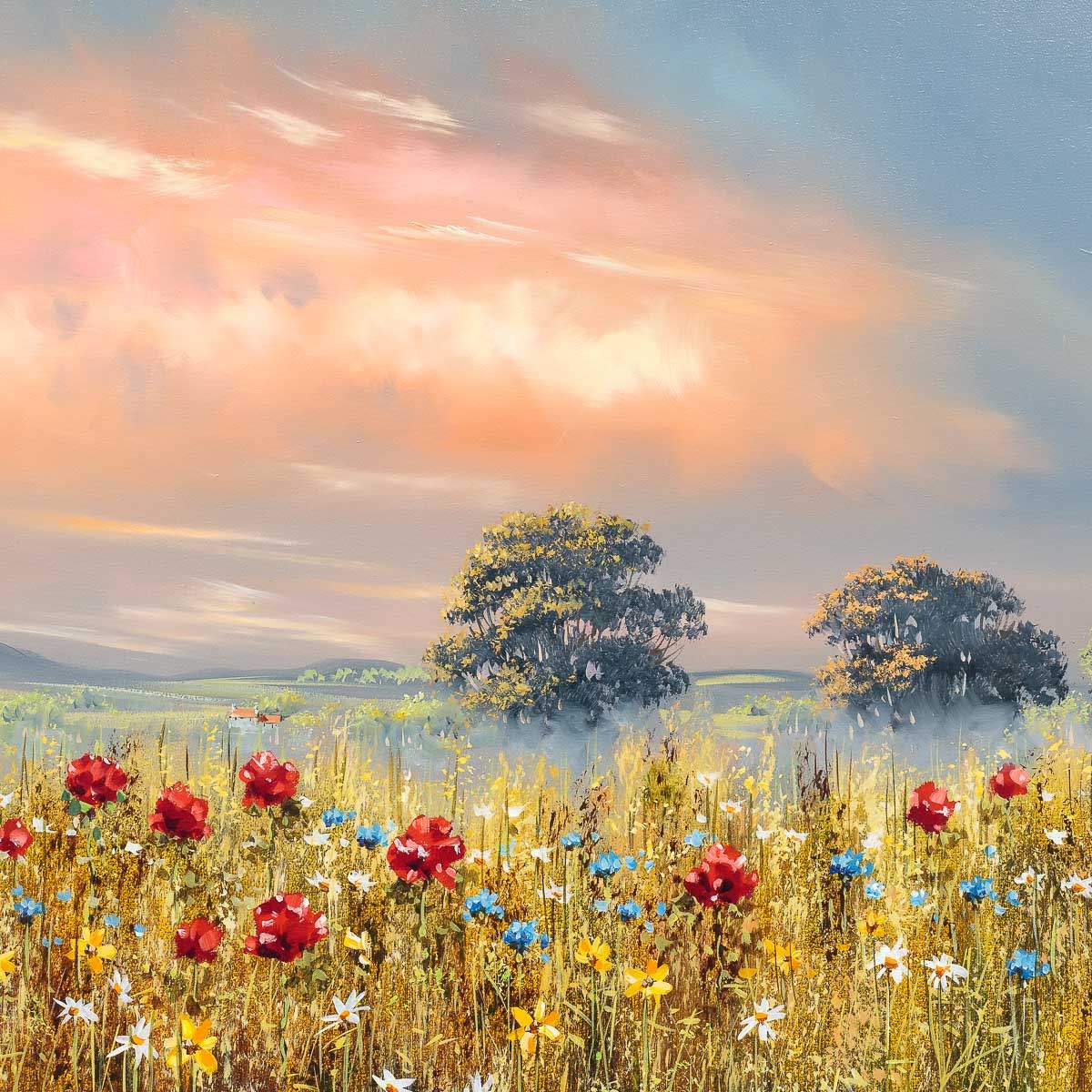 Floral Fields - Original - SOLD by artist Allan Morgan - Wyecliffe Galleries