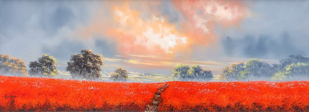 Poppies Bathing In The Glow - Original by artist Allan Morgan - Wyecliffe Galleries
