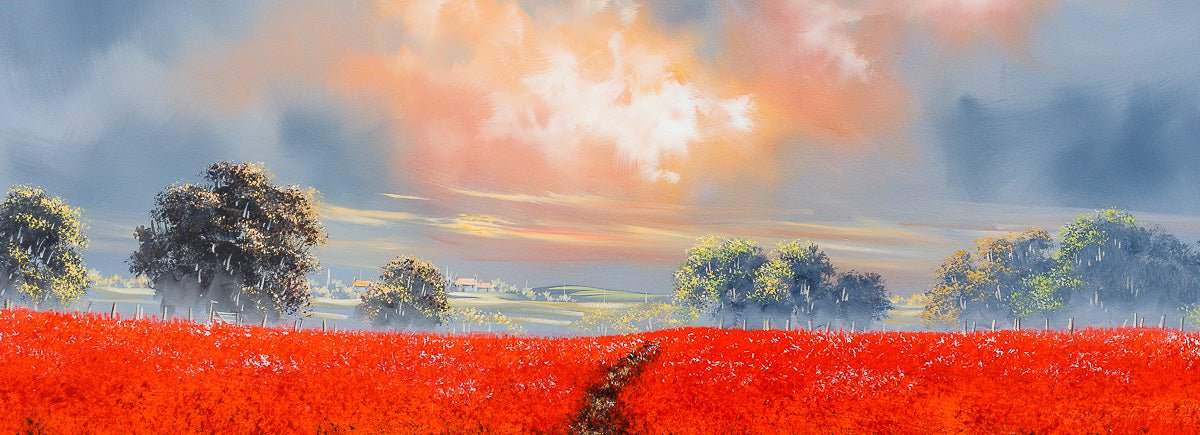 Poppies Bathing In The Glow - Original by artist Allan Morgan - Wyecliffe Galleries